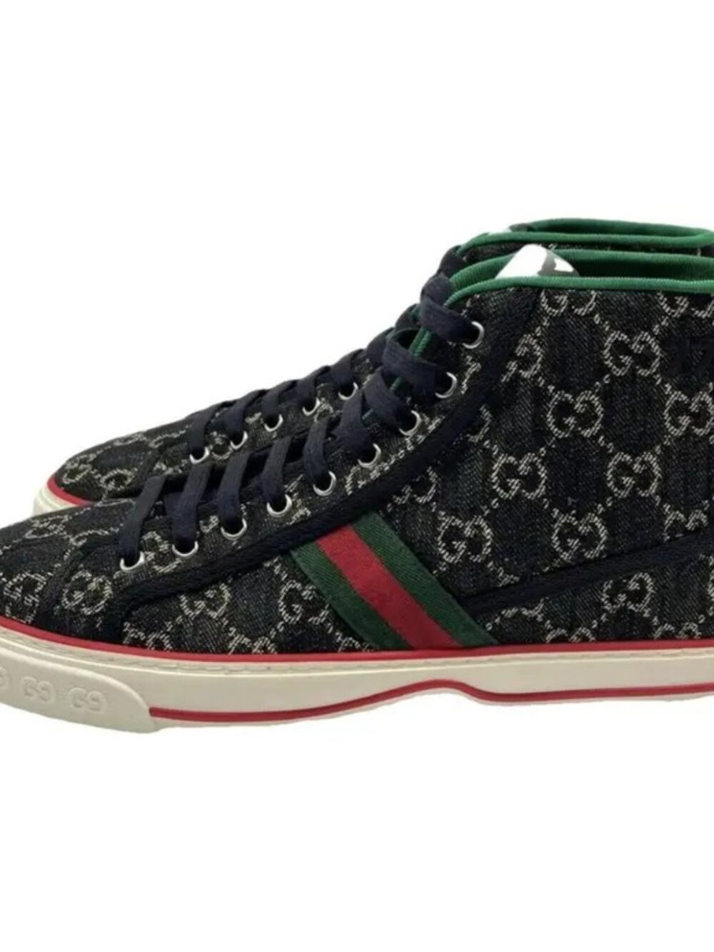 Gucci Black Denim 1977 High Top Sneakers Trainers - Size UK 10- New - Authentic
